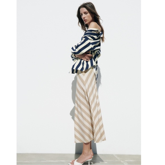 Zara NWT Linen Blend Midi Skirt - Picture 4 of 11